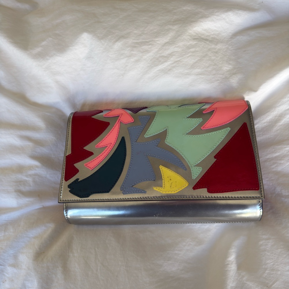 Christian Louboutin Multicolor Abstract Clutch with Shoulder Strap